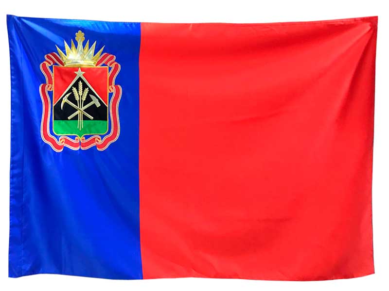 Флаг Кемеровской области, фрагмент, вышитый герб
