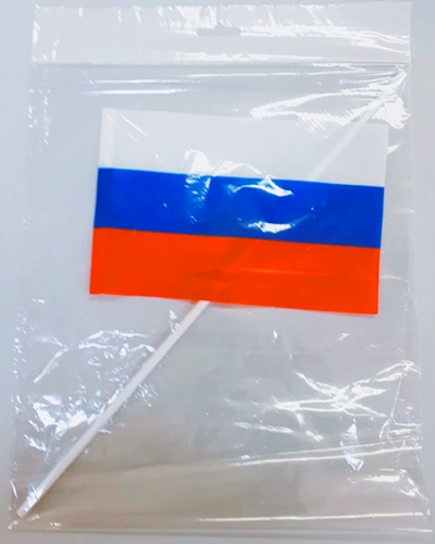 Флаг РФ с древком трубочка 40см