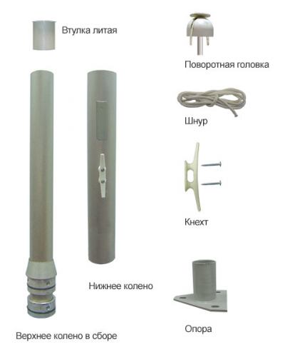 Стандартная комплектация флагштока из алюминия 6 метров