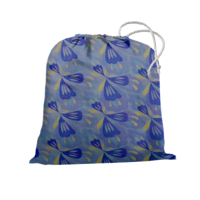 Сумка для чехла на чемодан голубой с сине-желтым рисунком