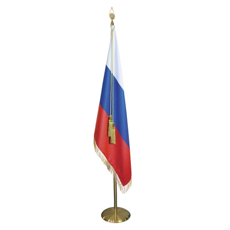 Флаг России с бахромой на напольной подставке